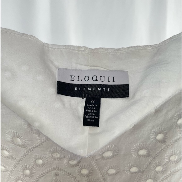 ELOQUII Elements Eyelet Dress With Belt in White Size 22‎ - Picture 4 of 7